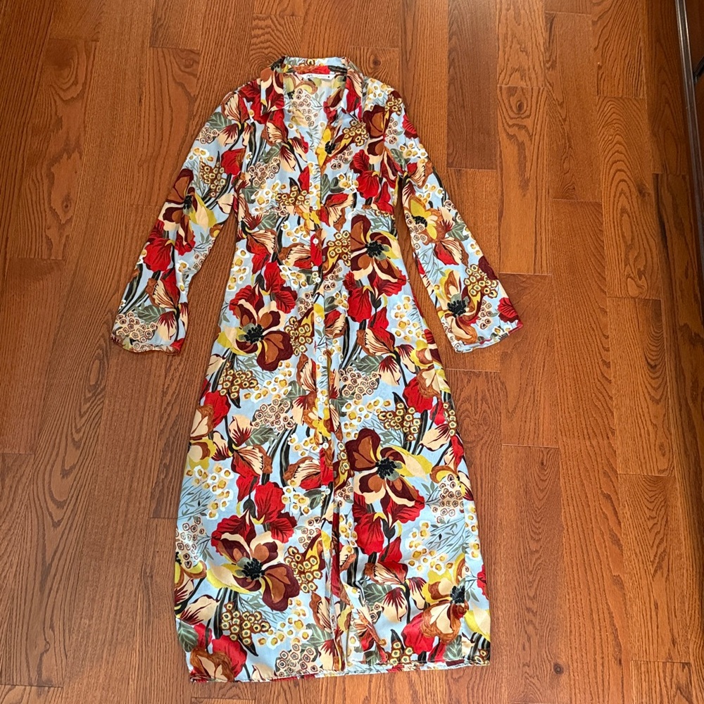 ZARA Floral Button Down Dress Size XS